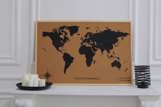 World Map on cork