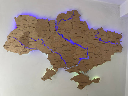 Багатошарова карта України з річками та підсвіткою колір "Натуральна простота"