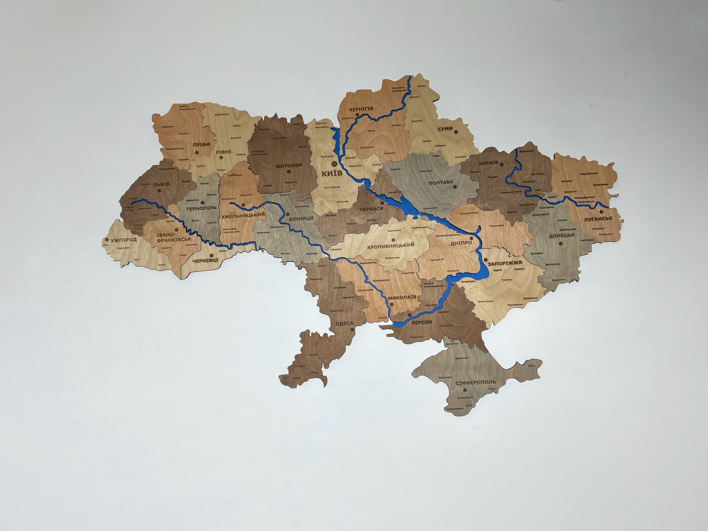 Multi-layered map of Ukraine with backlight color "Warm charm"