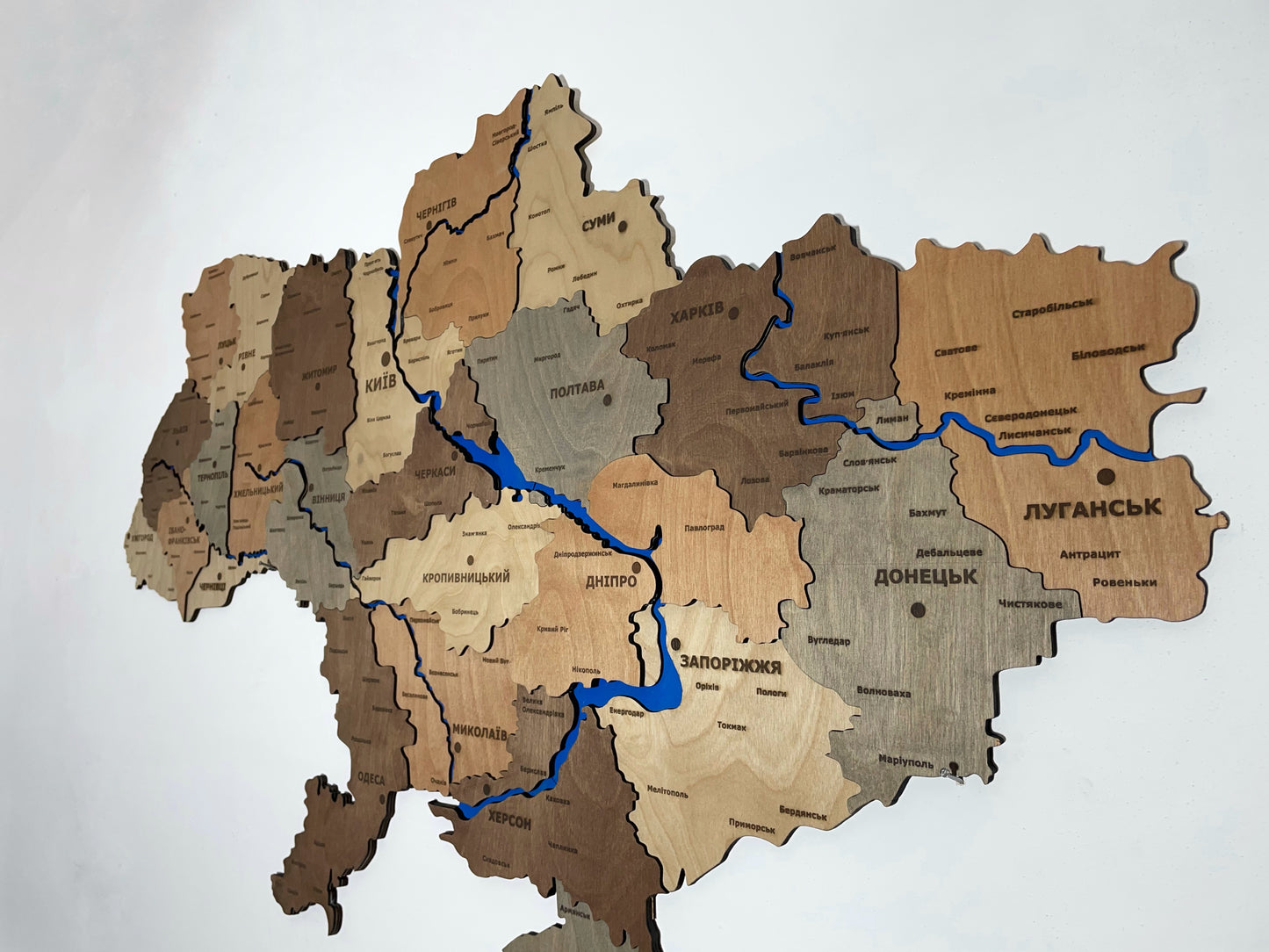 Multi-layered map of Ukraine with backlight color "Warm charm"