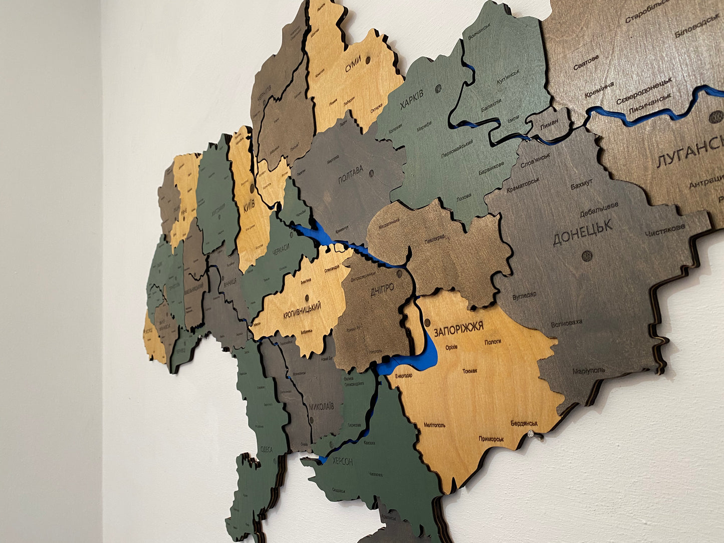 Multi-layered map of Ukraine with rivers color "Forest Harmony"