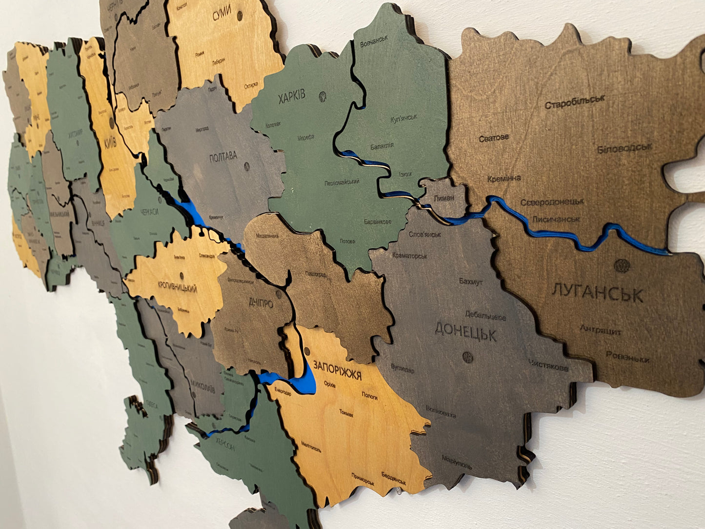 Multi-layered map of Ukraine with rivers color "Forest Harmony"