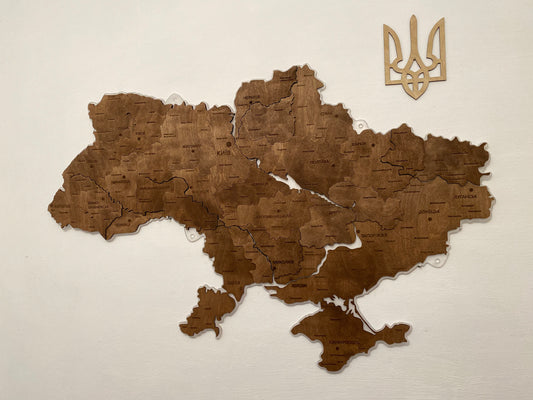 Багатошарова карта України з річками та підсвіткою колір "Лісовий горіх"