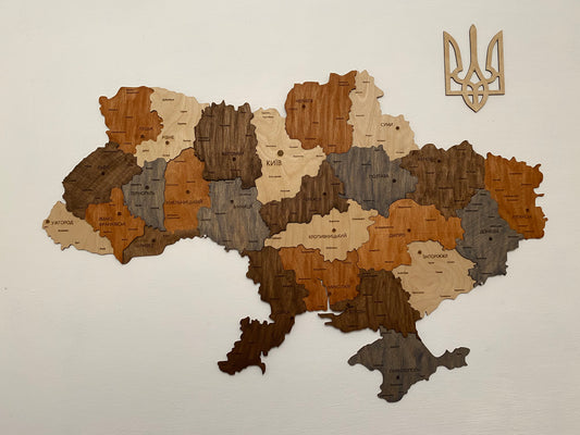 Багатошарова карта України без річок та підсвітки колір "Теплий шарм"
