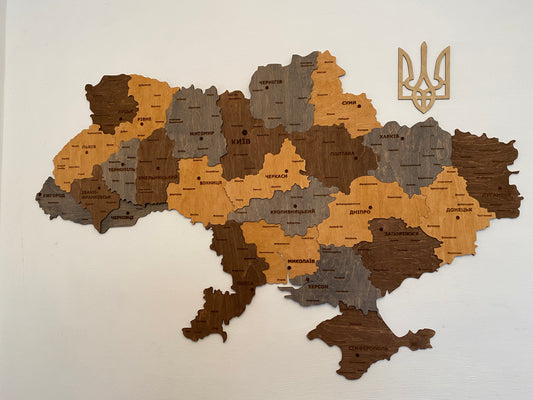 Багатошарова карта України без річок та підсвітки колір "Ніжна карамелька"