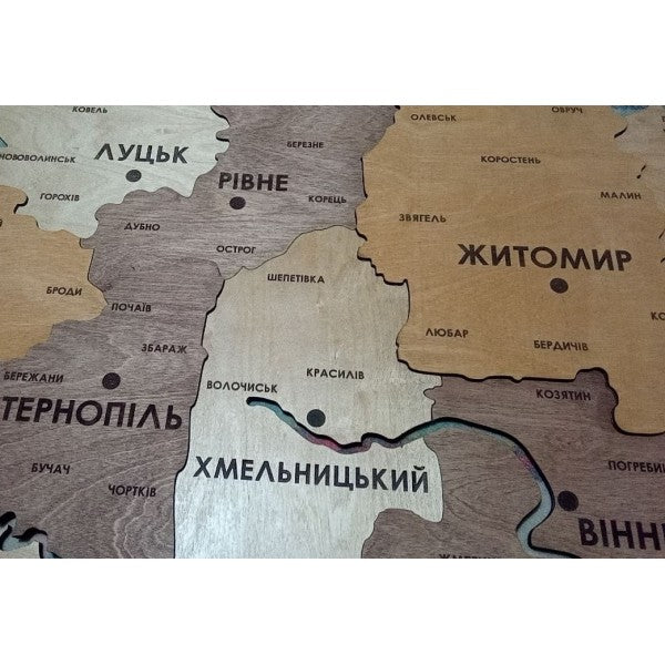 Багатошарова карта України з річками та підсвіткою колір "Світле Дерево"